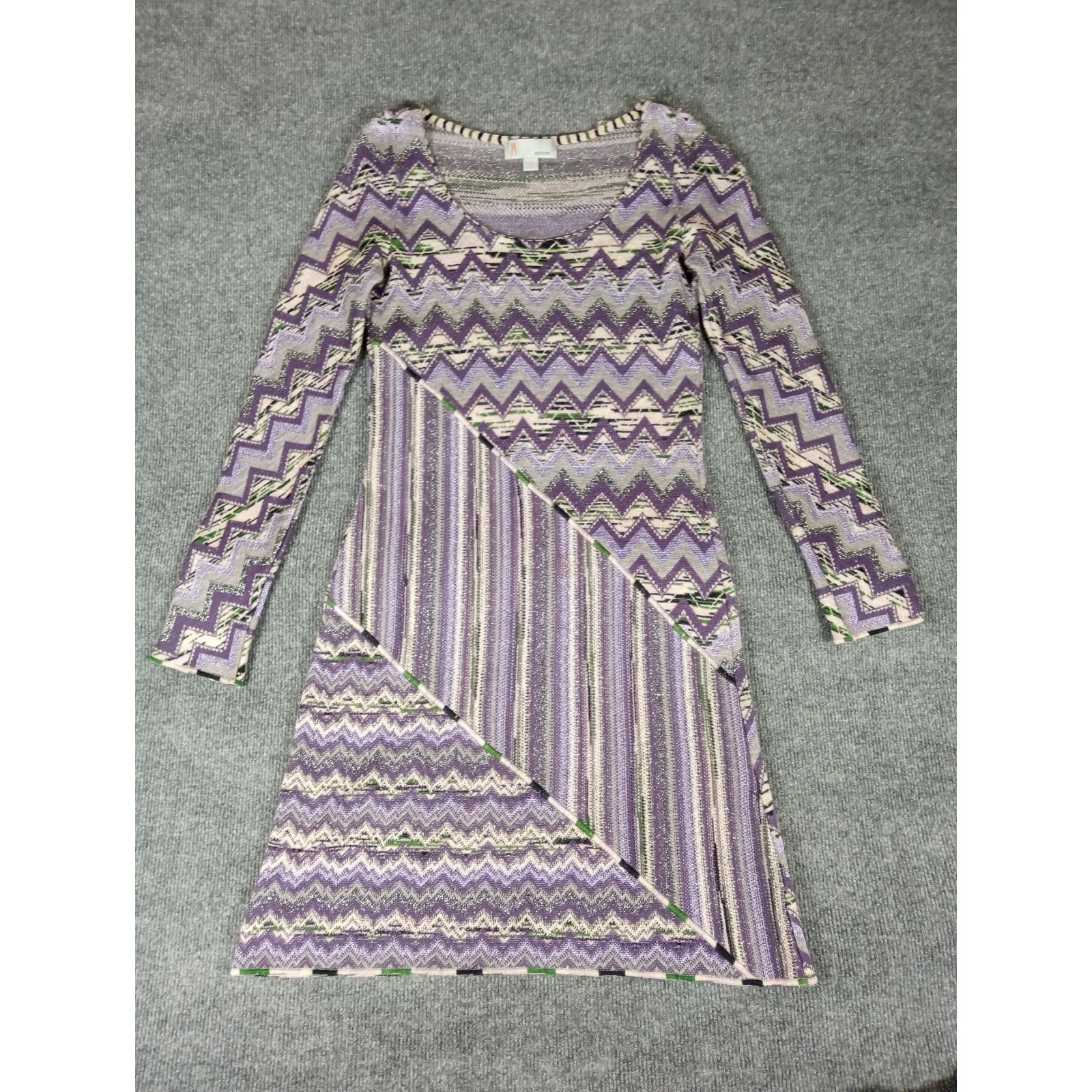 Missoni Women's Dress Wool Blend Purple Black Green Made Italy Size It 40 Us 4